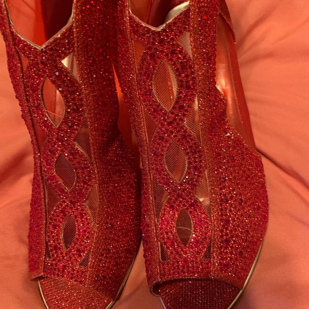 Beautiful red sequence shoes